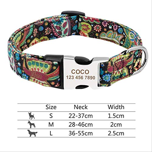 PMWLKJ Collar de Perro Personalizado Collar de Etiqueta de Gato para Mascotas Collar de Perro Personalizado para Perros pequeños y Grandes Pitbulls S SBC019huaniao