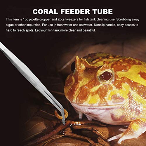 POPETPOP 3Pcs Tanque de Peces Sifón Limpiador de Grava Tanque de Peces Cambiador de Agua con Pinzas de Acuario Alimentador de Punto de Coral Tubo Largo Pinzas de Alimentación de Reptiles