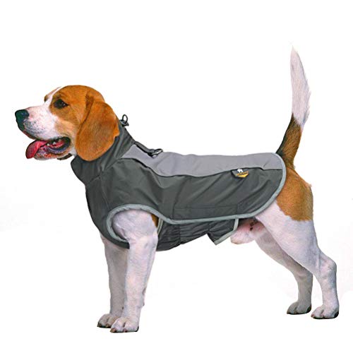 POPETPOP Abrigo Impermeable para Perros Cazadora para Perros Pequeños Medianos y Grandes Caminar o Entrenamiento Caza Cámping al Aire Libre (L, Negro)