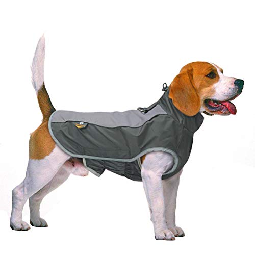 POPETPOP Abrigo Impermeable para Perros Cazadora para Perros Pequeños Medianos y Grandes Caminar o Entrenamiento Caza Cámping al Aire Libre (L, Negro)