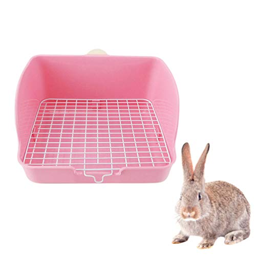 POPETPOP Conejo Toliet Inodoro para mascotas con baño de mascotas para interior, a prueba de pulverización, para perro, gato, conejo, conejo, conejito y cobaya, color rosa