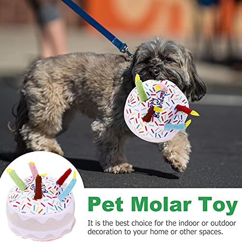 POPETPOP Creative Plush Cumpleaños Pastel de Juguete Pet molienda Juguete Suministros de cumpleaños Juguetes para Perros para Regalo