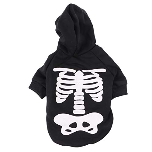 POPETPOP Disfraz de Esqueleto de Perro Pequeño para Halloween Disfraz de Huesos de Esqueleto Brillantes para Perros Gatos Ropa de Mascotas