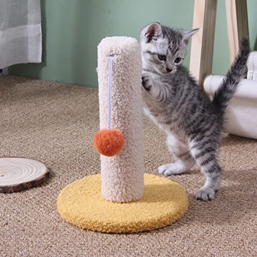 Poste rascador para Gatos con Juguete de Bola Peluda, Tablero rascador para Gatos para Juegos en Interiores, rascador de Garra Cuerda de sisal Cubierta de Felpa Suave y Lisa (A)