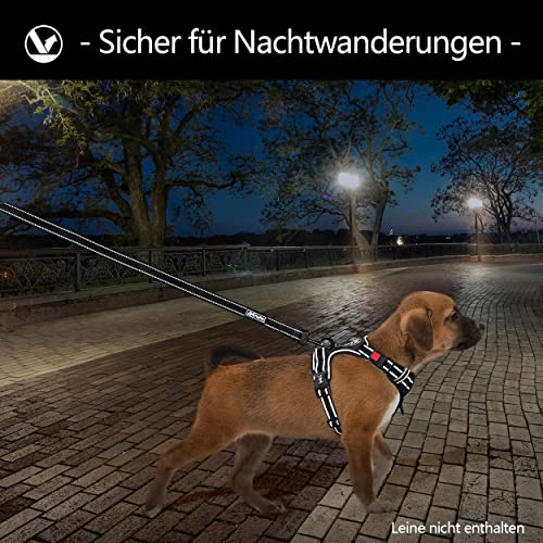 PoyPet Arnés frontal reflectante para perros con fácil control y agarre trasero perfecto para el entrenamiento diario, caminar, correr (negro, S)