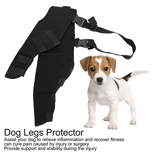 Protector de Patas traseras para Perros, Rodilleras Ajustables Soporte para piernas Abrazaderas para Perros Patas traseras protección para Perros recuperación(XS-Negro)