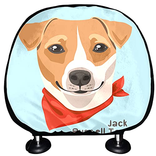 Protector de reposacabezas para coches Jack Russell Terrier, perro, cachorro, mascota, asiento, reposacabezas, juego de 2, ajuste universal para coches, furgonetas, camiones, cojín para reposacabezas