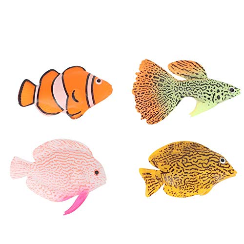 Pssopp 4 piezas de peces en movimiento acuario de silicona luminosa acuario de peces artificiales falso peces en movimiento peces pecera paisaje decoraciones flotante ornamento