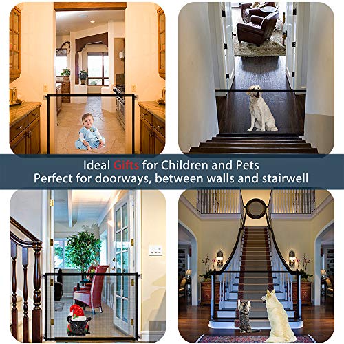 Puerta mágica para mascotas o bebés, plegable y portátil, ideal para perros o gatos, en escaleras en interiores y exteriores, 110 x 72 cm