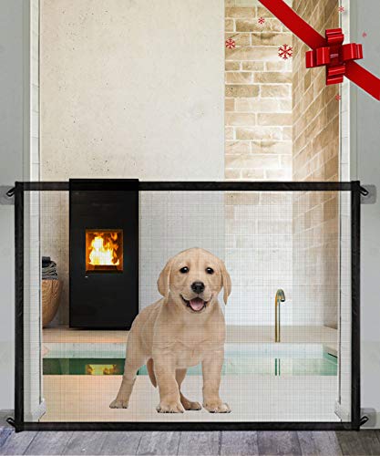 Puerta mágica para mascotas o bebés, plegable y portátil, ideal para perros o gatos, en escaleras en interiores y exteriores, 110 x 72 cm