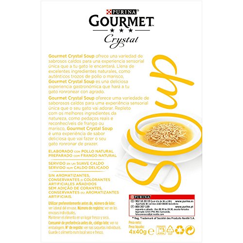 Purina Gourmet Crystal Soup comida para gatos con Pollo Natural y Verduras 10 x [4 x 40 g]