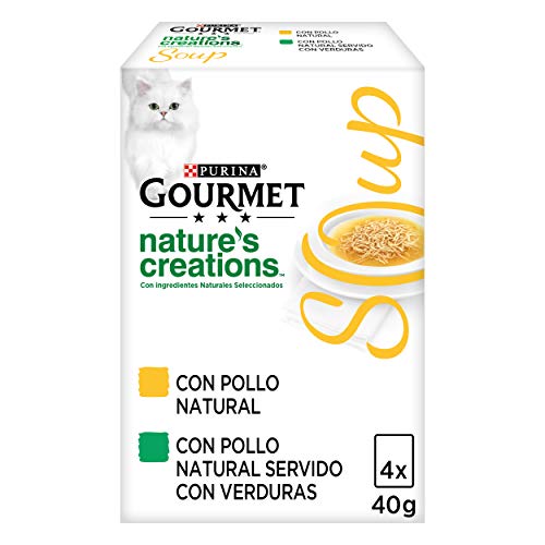 Purina Gourmet Crystal Soup comida para gatos con Pollo Natural y Verduras 10 x [4 x 40 g]