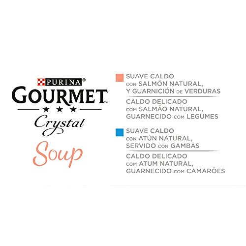 Purina Gourmet Crystal Soup comida para gatos con Salmón Natural y Verduras 10 x [4 x 40 g]
