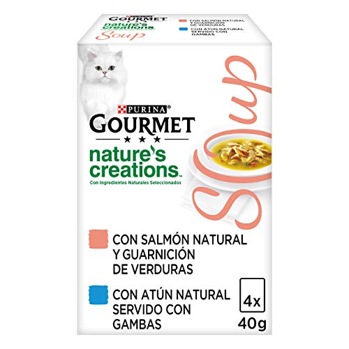 Purina Gourmet Crystal Soup comida para gatos con Salmón Natural y Verduras 10 x [4 x 40 g]