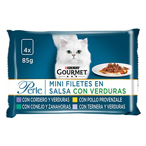 Purina Gourmet Perle Finas Láminas comida para gato con Verduras 12 x [4 x 85 g]