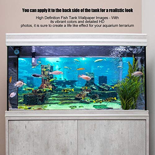 PVC Coral Fondo del Acuario Cartel Submarino Fish Tank Decoraciones de Pared Etiqueta 4 Tamaño(91 x 50 cm)