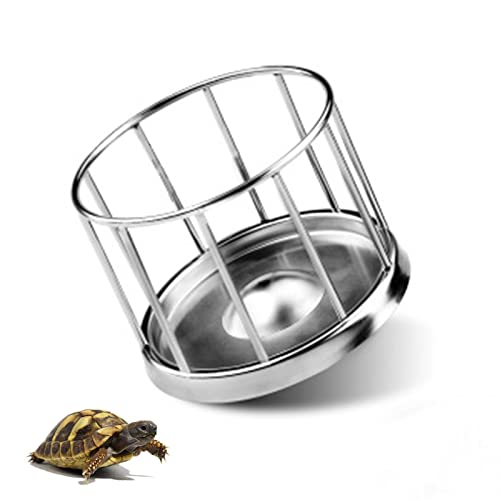 QAVILFLY Alimentador de tortuga, alimentador de tortugas de acero inoxidable, cuenco de alimentación de reptiles, plato de comida de tortugas de acuario, dispensador de bandeja de alimentos (M)