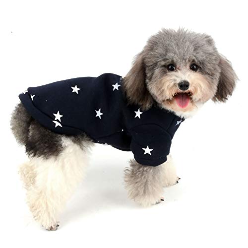 Ranphy Abrigo de suéter para perros pequeños, suéter de lana para cachorros, chándal de invierno, Chihuahua, chaqueta cómoda de algodón, azul XL