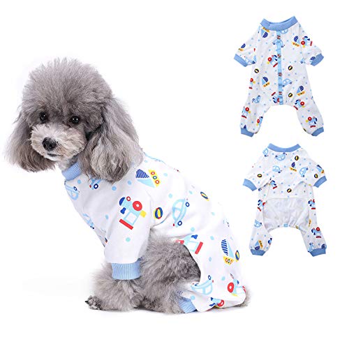 Ranphy Pijama de algodón para perro pequeño con estampado de cachorro o gato, pijama con pies divertido, para dormir, ropa suave, de dibujos animados, camisa chihuahua con piernas