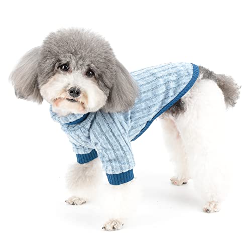 Ranphy Ropa de invierno para perros pequeños, suéter de lana para cachorros, cuello de tortuga, suéter de punto cálido, sudadera para perrito, abrigo suave para peluches, chihuahua, yorkshire caniche
