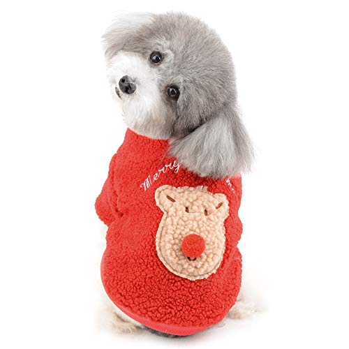 Ranphy Suéter de Navidad pequeño para Perro, niño, niña, Cachorro, Gato, Ropa de Forro Polar, Ropa de Invierno cálida para el Clima frío, Abrigo de Peluche, Chihuahua, Yorkshire Terrier