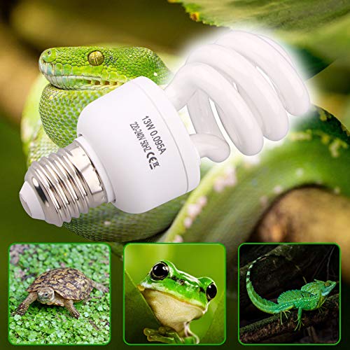 Reptile Uvb Kit de luz 10.0 13W – Vivarium Lámpara Tanque UVB Bombilla para Tortoise Lagarto Camaleón Leopardo Gecko 1 Pack