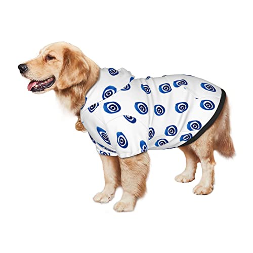 Ropa de perro con capucha para perro con estampado de ojos malvados, sudadera de invierno mediana y grande