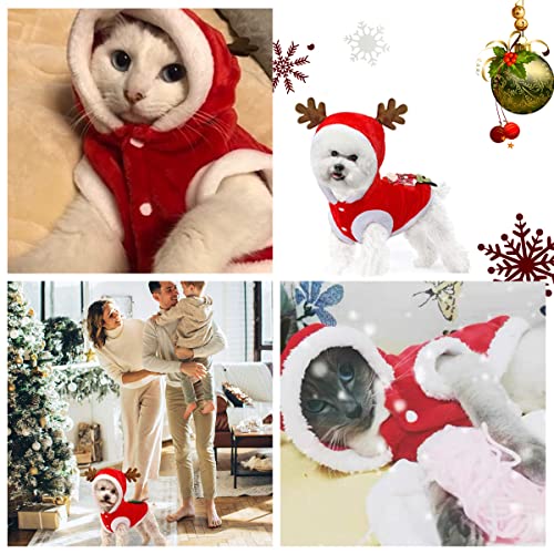 Ropa Navideña para Perro,Ropa de Navidad para Perros,Pet Santa Suit Disfraz de Perro Lindo Reno Disfraz de Gato Abrigo de Invierno cálido para Mascotas (B)