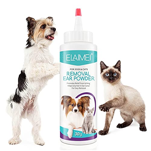 Runsmooth Polvo para desplumar Mascotas de 30 g, Polvo Limpiador de oídos para Mascotas, Polvo Profesional fácil de Usar para Limpiar Las Orejas de Perros y Gatos Reduce el Movimiento de la Cabeza