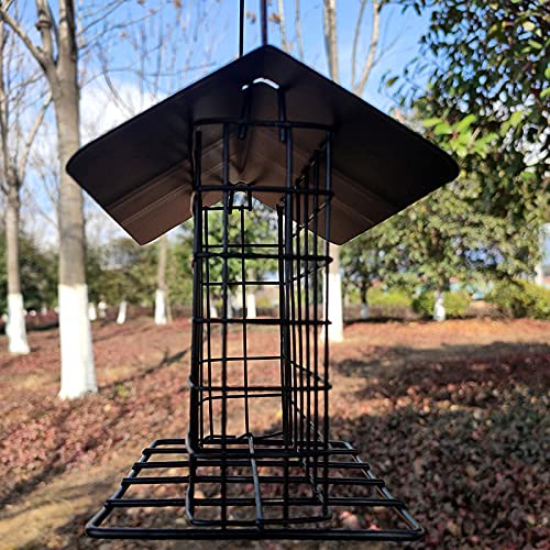 sdfae Alimentador de pájaros resistente al óxido y a los rayos UV de malla de metal al aire libre Criador de aves silvestres con alambre colgante