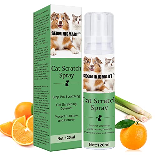 SEGMINISMART Spray de entrenamiento para arañazos de gatos, spray para disuasión de arañazos para gatos, spray antiarañazos, antiarañazos, apto para cachorros, perros, gatitos y gatos – 120 ml