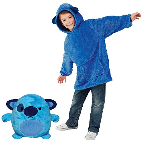 Segorts Huggle Pets - Sudadera con capucha, diseño de animales de peluche que se convierten en una sudadera con capucha de gran tamaño, jersey de albornoz de pijama de talla única, azul, Taille unique