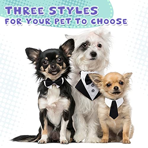 Set de 3 Bandanas de Esmoquin Formal de Boda de Perros Incluye Corbatas de Perros Collar Formal de Pajarita de Mascotas Collar de Esmoquin de Perro para Cachorros Gato Trajes de Boda