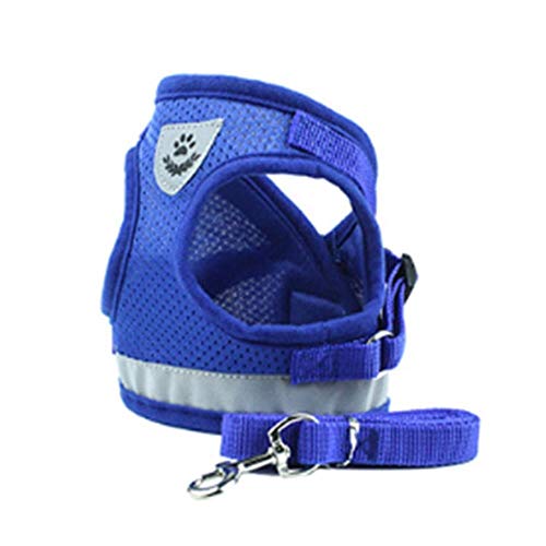 SHIER Arnés De Pecho para Mascotas Domestici Harness For Pet Chest Harness Adjustable Reflective Vest Walking Lead Dog Leash Rope For Dog Pet Supplies,Blue,XL