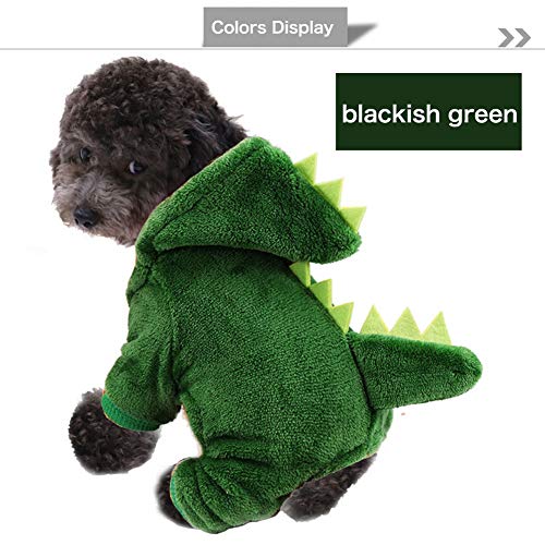Smilikee - Ropa divertida para perro, diseño de dinosaurio, con capucha de peluche, para Halloween, fiesta de Navidad