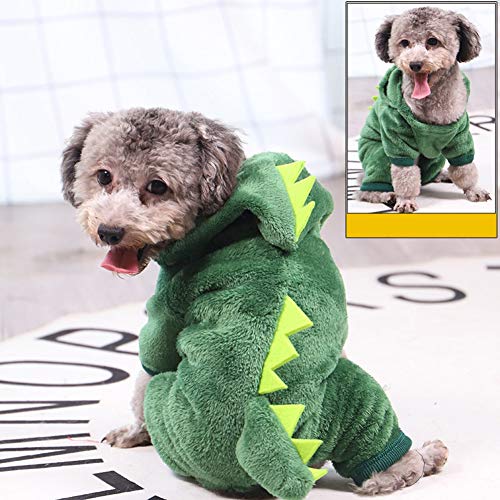 Smilikee - Ropa divertida para perro, diseño de dinosaurio, con capucha de peluche, para Halloween, fiesta de Navidad