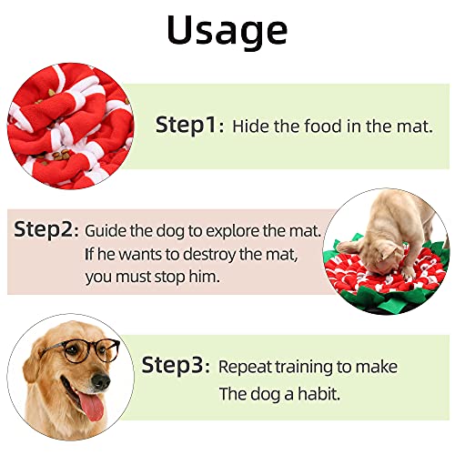 Snuffle Mat para perros, puppies Brain Training Pad, cuenco dispensador de tratamiento lento con ventosas, alivio del estrés para mascotas en interiores y exteriores (rojo)