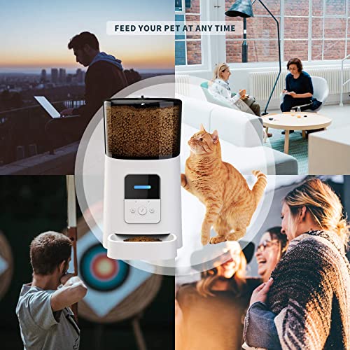 socio 6L Comedero Automático para Perros y Gatos, Alimentador automático WiFi Temporizadory Aplicación de Control Remoto 1-6 Comidas por día(Blanco)
