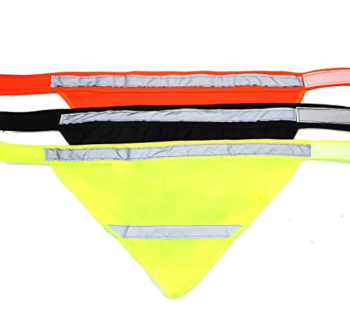 SonneSky 3 Paquetes Bandana Reflectante para Perros Collar con Tira Reflexiva Fluorescent para Mascotas Pañuelo de Seguridad Nocturna Bufanda Mediano/Grande,Verde Fluorescente + Negro + Naranja