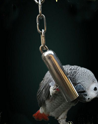 Sotoboo - Campana de acero inoxidable para pájaros, jaula de pájaros para loros, grises africanos, mini guacamayos, cacatúas pequeños, cacatúas y más (tamaño pequeño o grande)