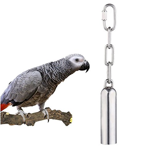 Sotoboo - Campana de acero inoxidable para pájaros, jaula de pájaros para loros, grises africanos, mini guacamayos, cacatúas pequeños, cacatúas y más (tamaño pequeño o grande)