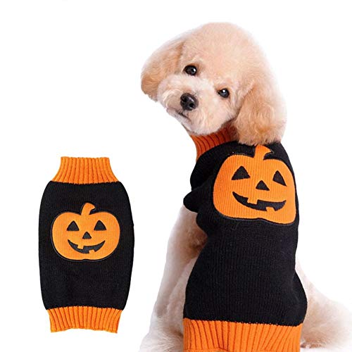 Suéter de perro de calabaza para mascotas suéteres de Halloween fiesta de vacaciones para gato y cachorro