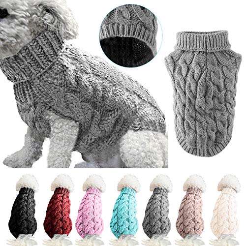 Suéter de punto de cuello alto para mascotas, abrigo de invierno, más cálido, para hacer punto, ropa de ganchillo para perros pequeños, medianos y grandes