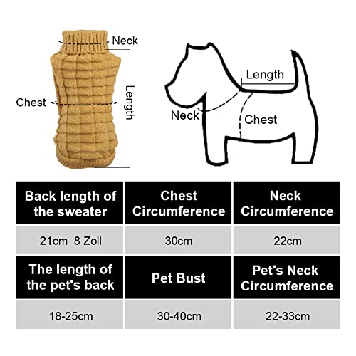 Suéter para Mascotas,Suéter De Punto con Cuello Alto para Perros Mascotas,Jersey De Perro Y Gato Abrigo De Suéter para Perro Ropa para Perros Pequeños para Medianos Y Gatos (Khaki)