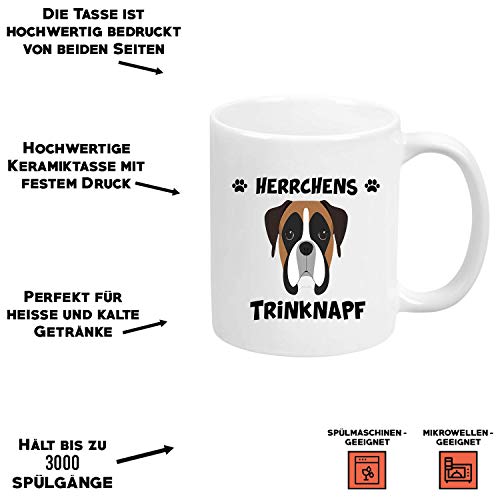 TassenTicker® – "Herrchens Name Trinknapf – Taza de café – Taza de Perro – dueño de Perros – Hombre – Idea de Regalo – Blanco