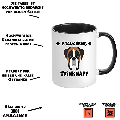 TassenTicker® – Taza de café con nombre de mujer – Taza de café – Taza de perro – dueña – Mujer – Regalo – Negro
