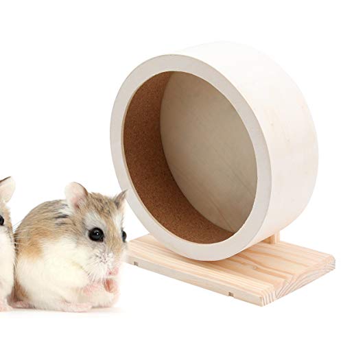 TEHAUX Disco antideslizante de madera antideslizante para hámsteres, erizos, mascotas pequeñas, rueda de ejercicio tamaño S
