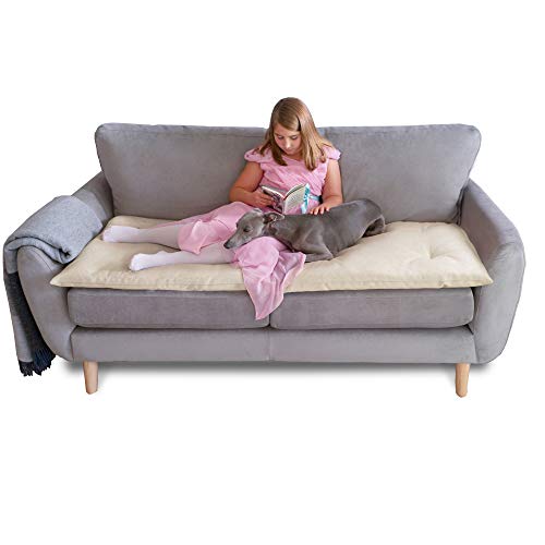 The Lounging Hound Protector de sofá impermeable para muebles, protege de perros, mascotas y niños, lana cruda, 2 asientos