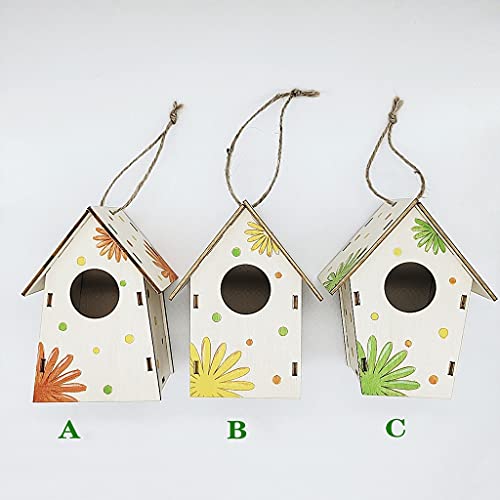 tiantianchaye Casa de pájaros DIY hogar jardín proveedor de mascotas creativo madera decoración casa ornamento sin pintar patio trasero pájaro pájaro