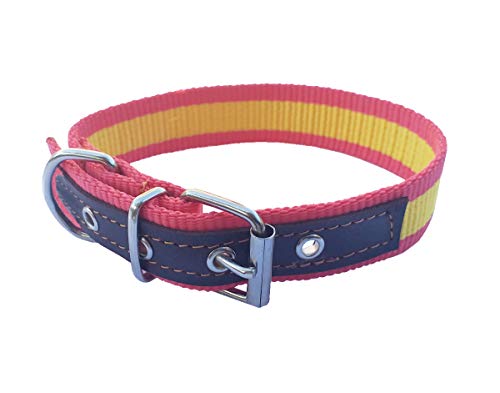 Tiendas LGP - Collar para Perros de Nylon y Cuero Bandera de España, 2,5 x 41 cm.